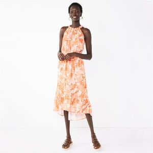 NWT Nine West Pink Camo Midi Dress